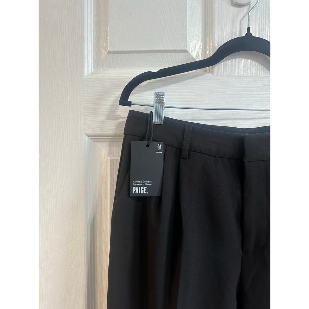 PAIGE NWT Aracelli Pants Trousers Pleated Cuffed Black Sz 6  MSRP $250 - Picture 8 of 11